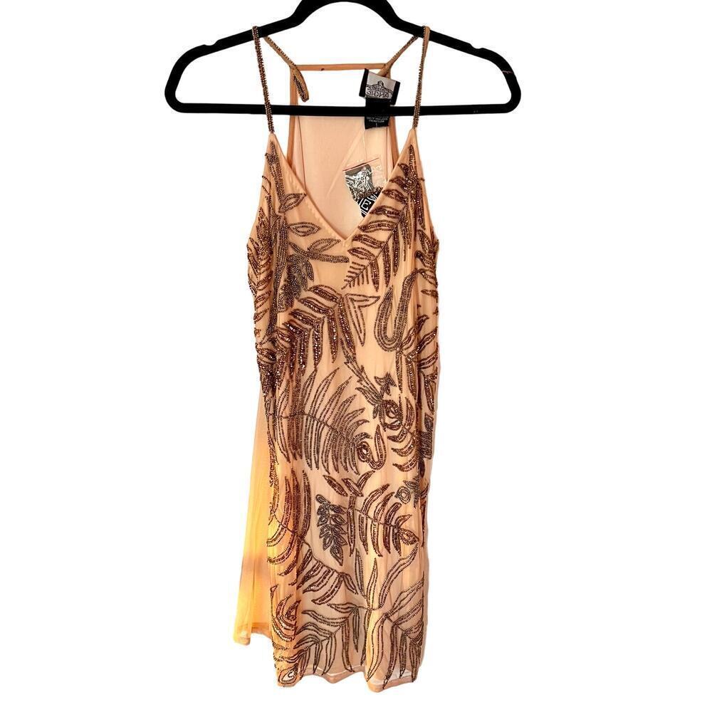 Angie Beaded Blush Flapper Style Dress NWT SZ S​​​​